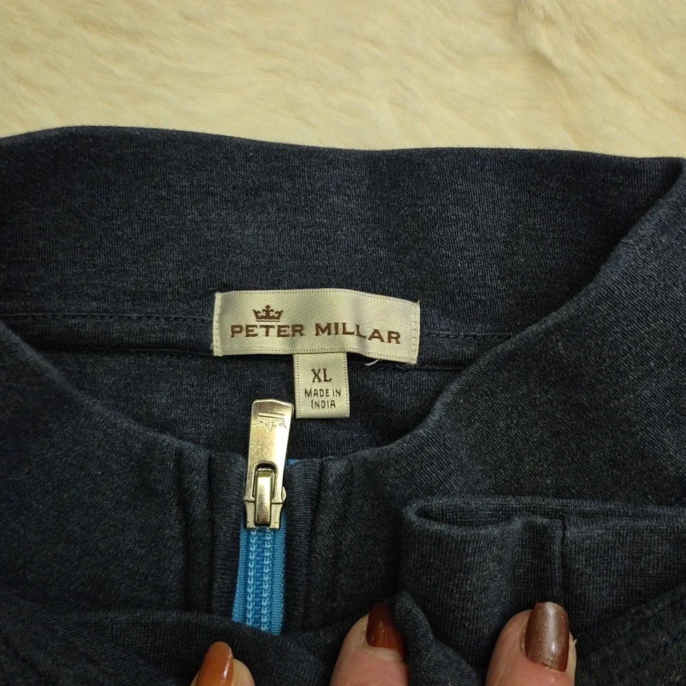 Peter Millar Xl Charcoal Gray With 1/4 Zip Mock Turtleneck.100% Cotton.($1538A)